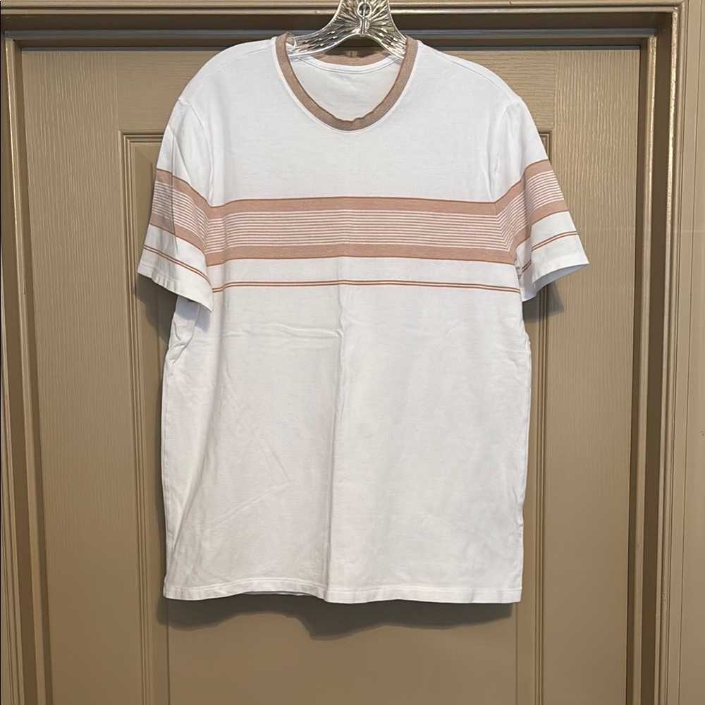 Express White and Tan Short Sleeve Tee